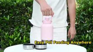 3-in-1 Insulated Pet Water Bottle with Detachable Bowls for Dogs