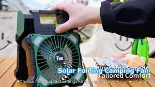 Ηλιακός Πτυσσόμενος Ανεμιστήρας Κάμπινγκ | Χρονοδιακόπτης φωτός Dual Panels 4 Ταχύτητες Απωθητικό κουνουπιών Χρήση Έκτακτης Ανάγκης